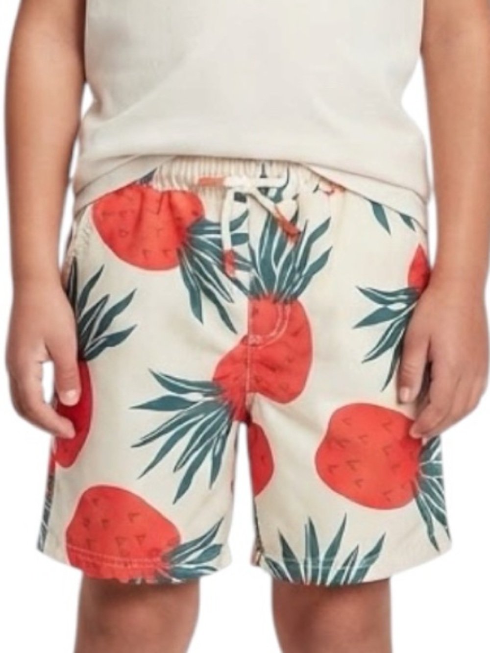 JACKSON Beige Strawberry Print Swim Trunks Pockets Drawstring Boys 12 XL